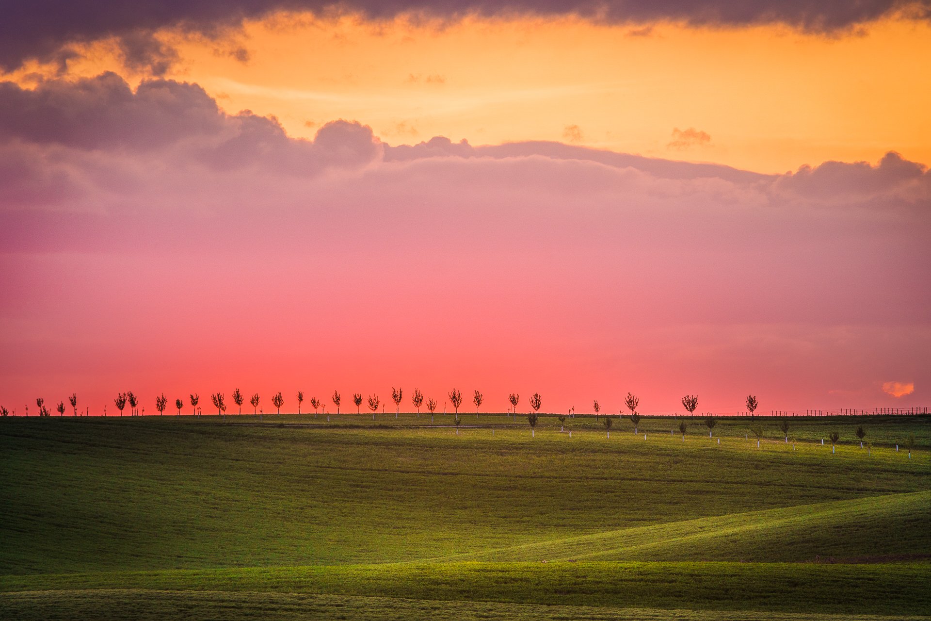 moravian, south moravia, sunset, hills, fields, Mая Врънгова