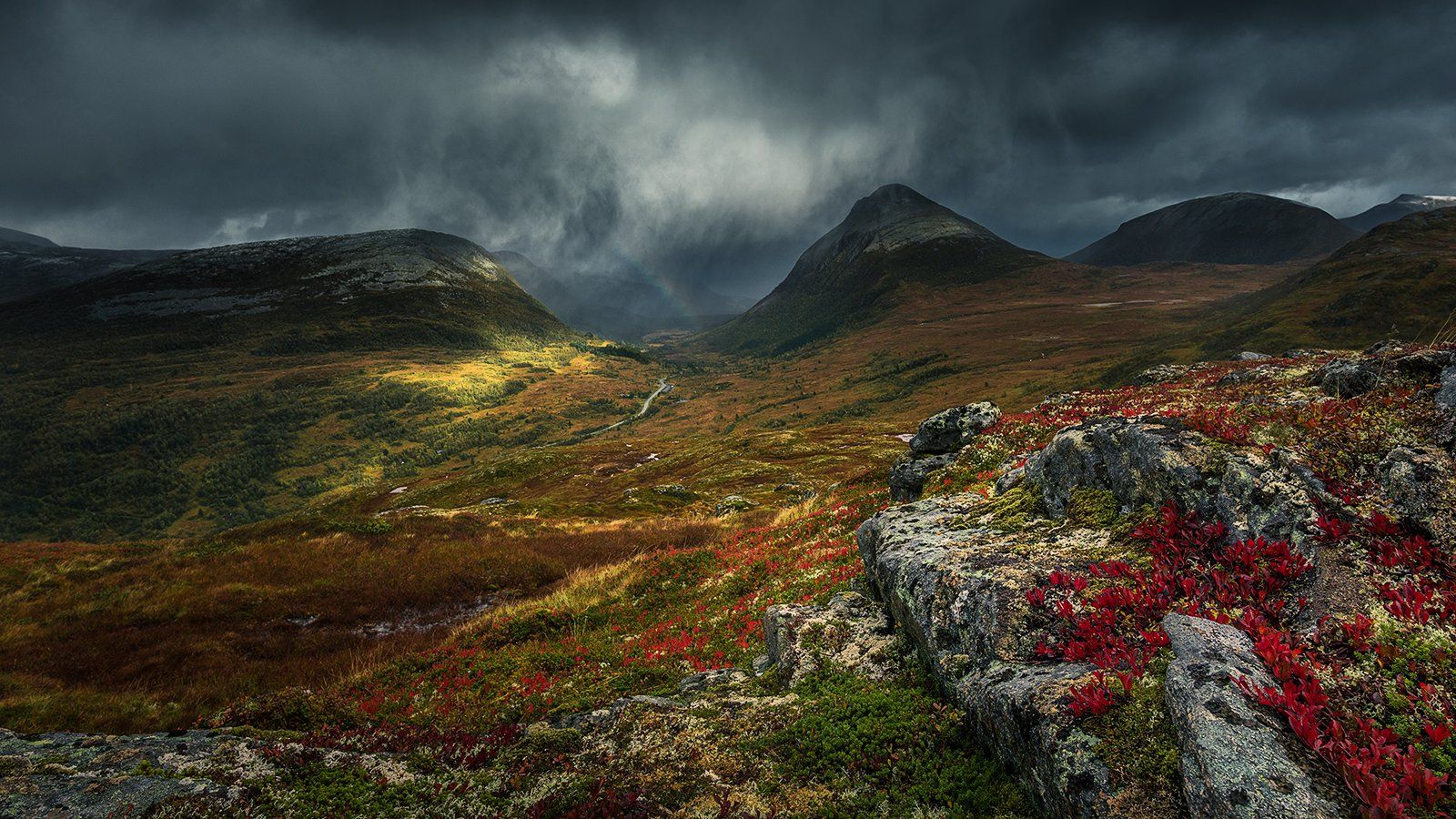 norway,landscape,storm,mountains,rain,light,autumn, Tomek Orylski