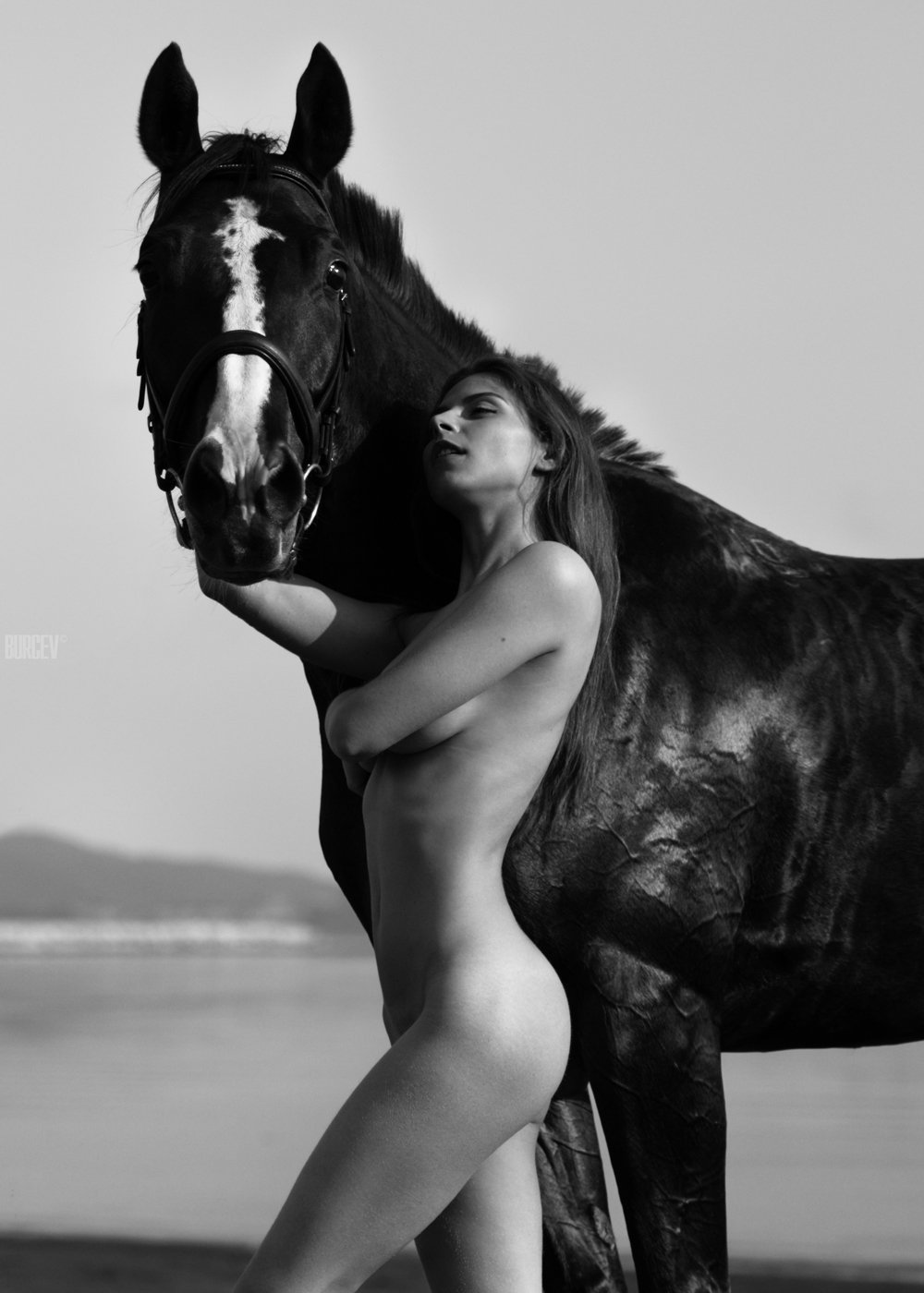 фотомодель, портрет, чб, девушка, красивая, взгляд, черно-белое, woman, beautifull, portrait, black & white, monochrome, canon6d, toples, nude, sexy, лошадь, Алексей Бурцев