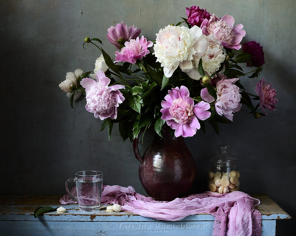 натюрморт, цветы, пионы, кувшин, Tatyana Karachkova