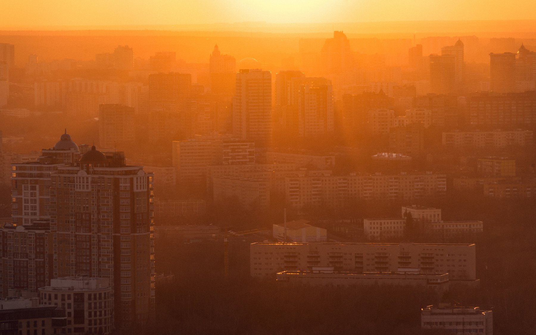moscow, sunset, city, skyline, rooftop, Александр Решня
