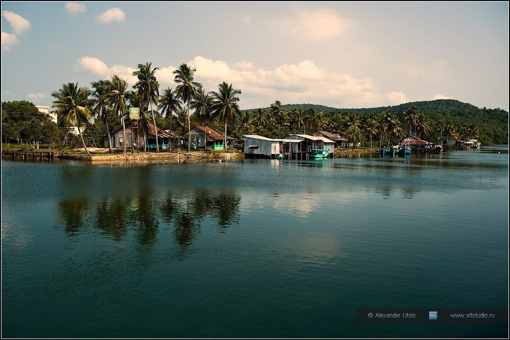 река, деревня, лодки, вьетнам, тропики, Александр Лицис