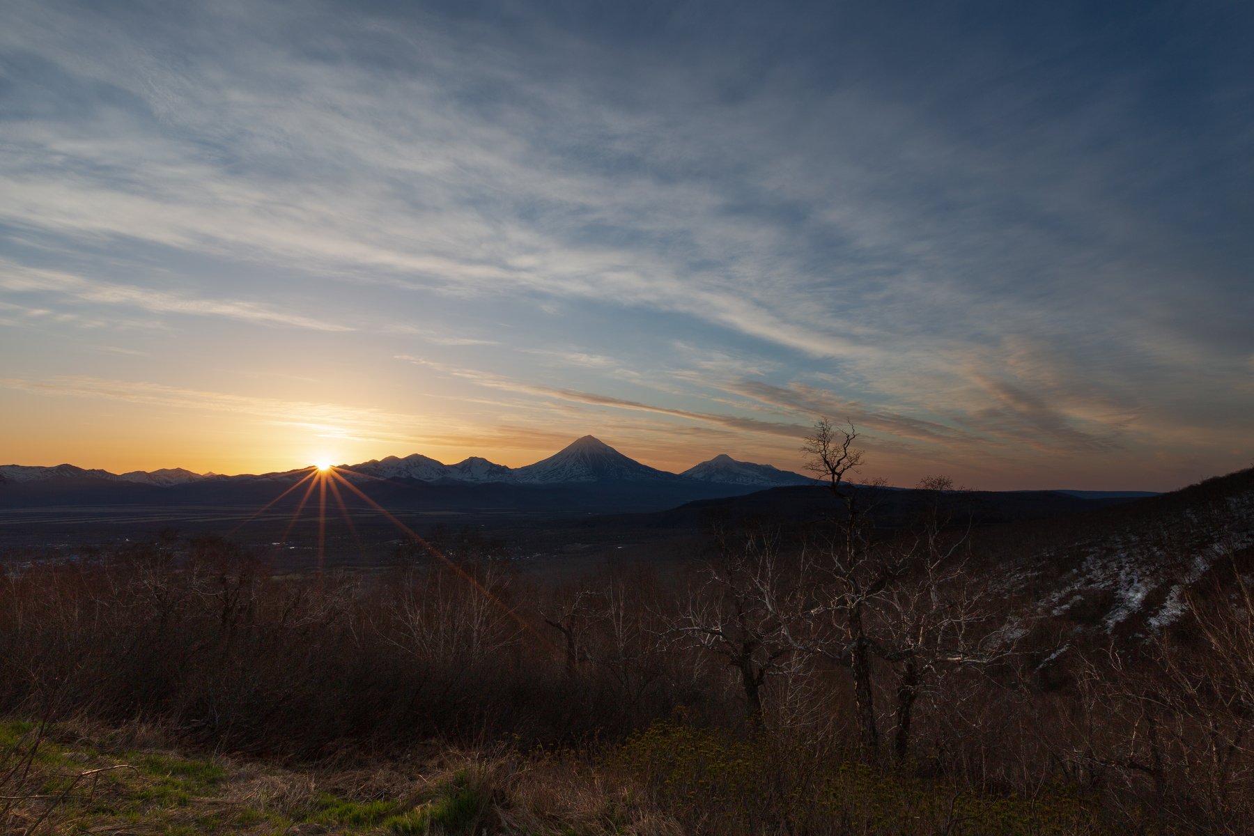 Камчатка, вулкан, весна, восход, Александр Максин