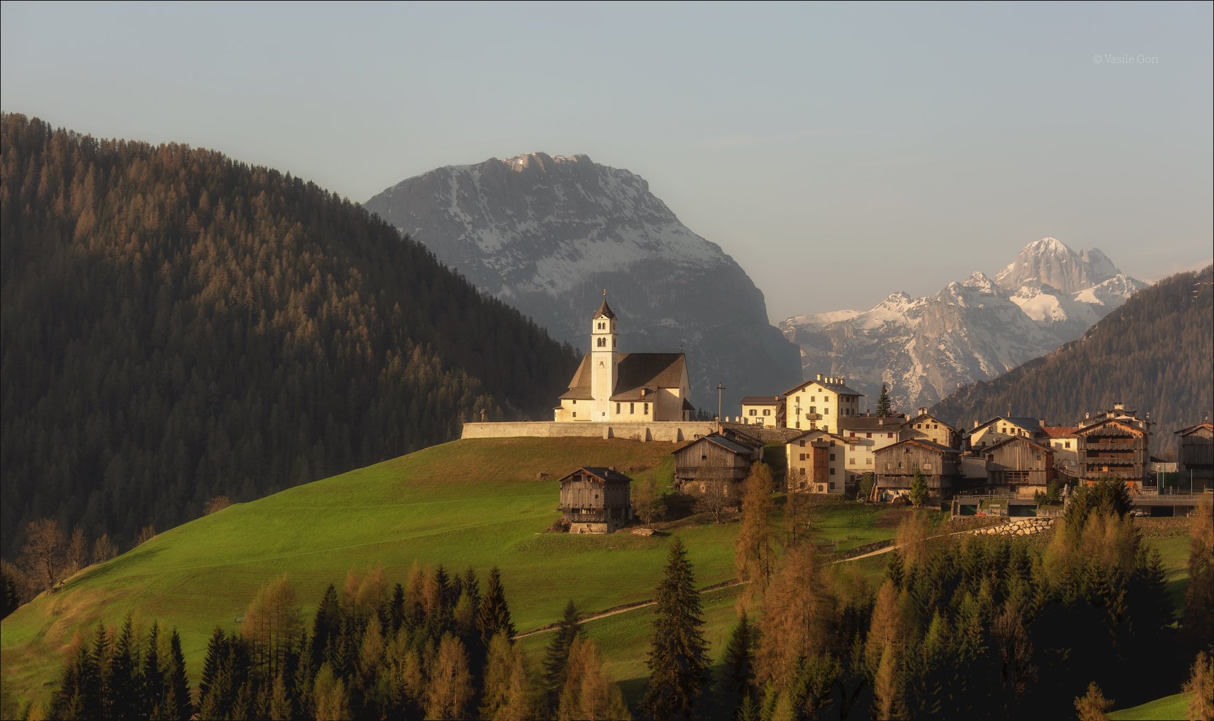 italy,colle santa lucia,весна,church,свет,утро,церковь,village,деревня,alps,горы,альпы,dolomites,доломиты,selva cadore,италия., Василий Гори