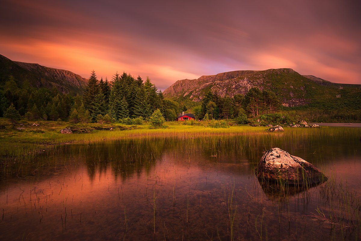 norway,nature,mountains,light,sunset,forest,longexposure, Tomek Orylski