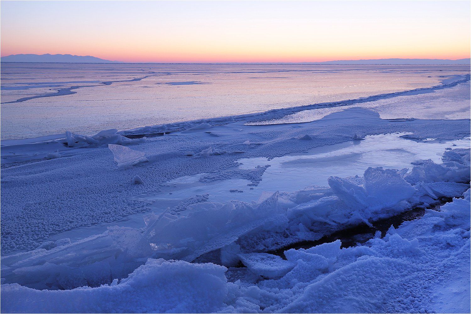 утро, зима, февраль, байкал, озеро, лёд, трещина, холод,, Victor Pechenev