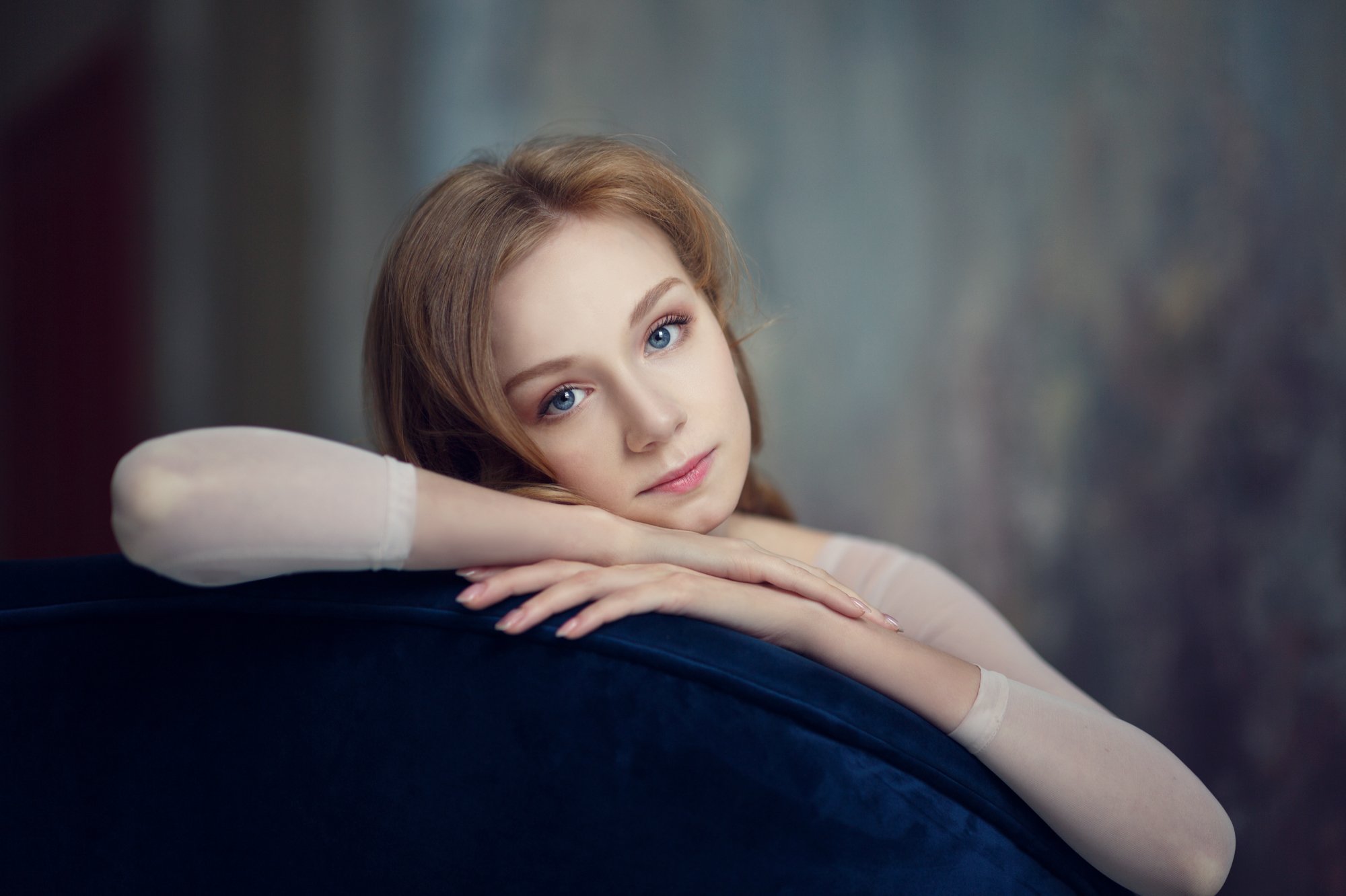 женский портрет, дневной свет, взгляд, голубые глаза, длинные волосы, Оксана Ведмеденко