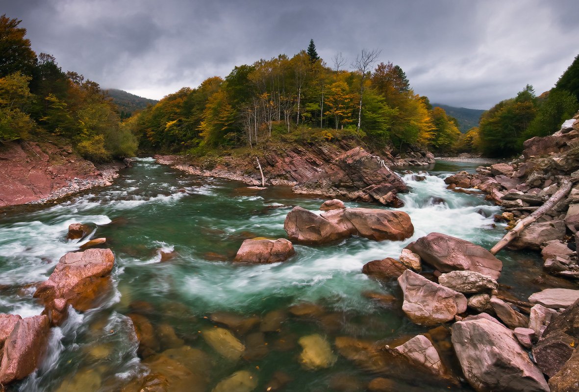 осень, слияние, реки, белая, киша, Николай Мысливцев