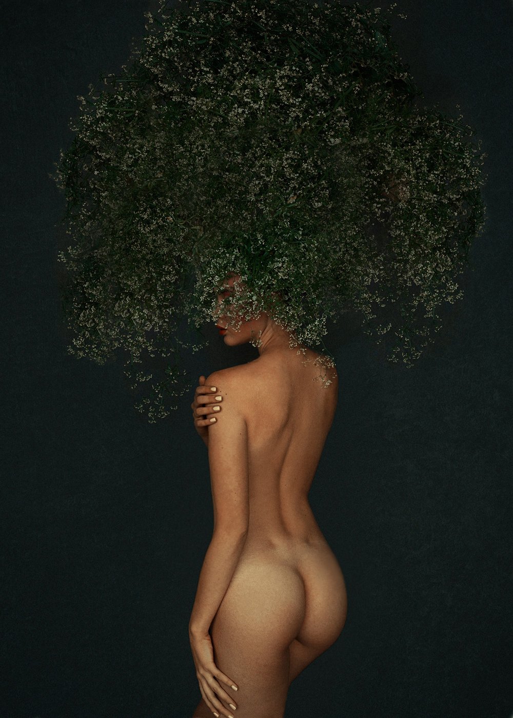 tree, девушка, дерево, брокколи, артпортрет, портрет ,спина ,талия, Надежда Власова