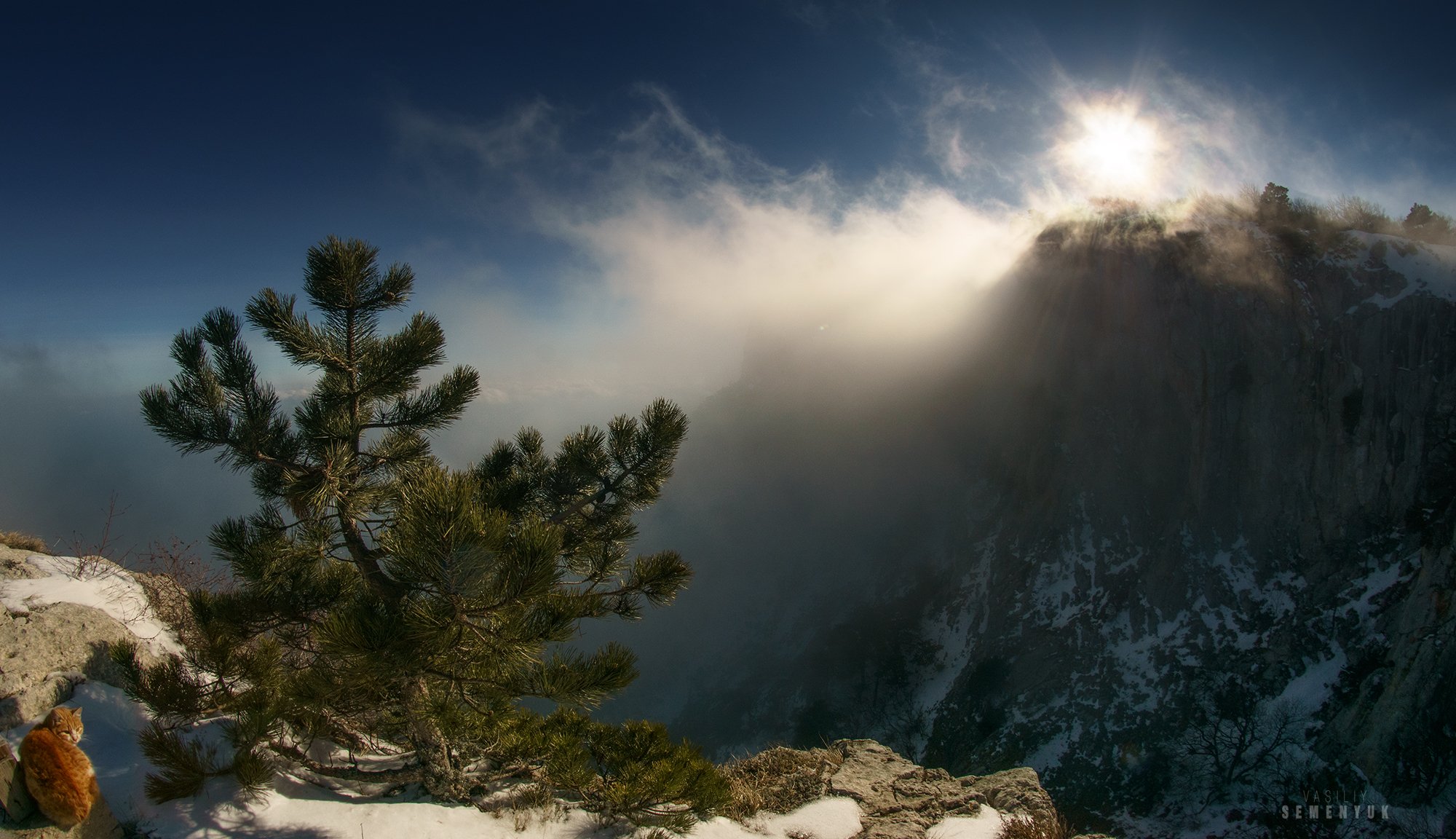 крым, ай-петри, весна, облака, зубцы, кот, рассвет, пейзаж, crimea, clouds, cloud, summit, cat, sun, mountain, fisheye., Семенюк Василий