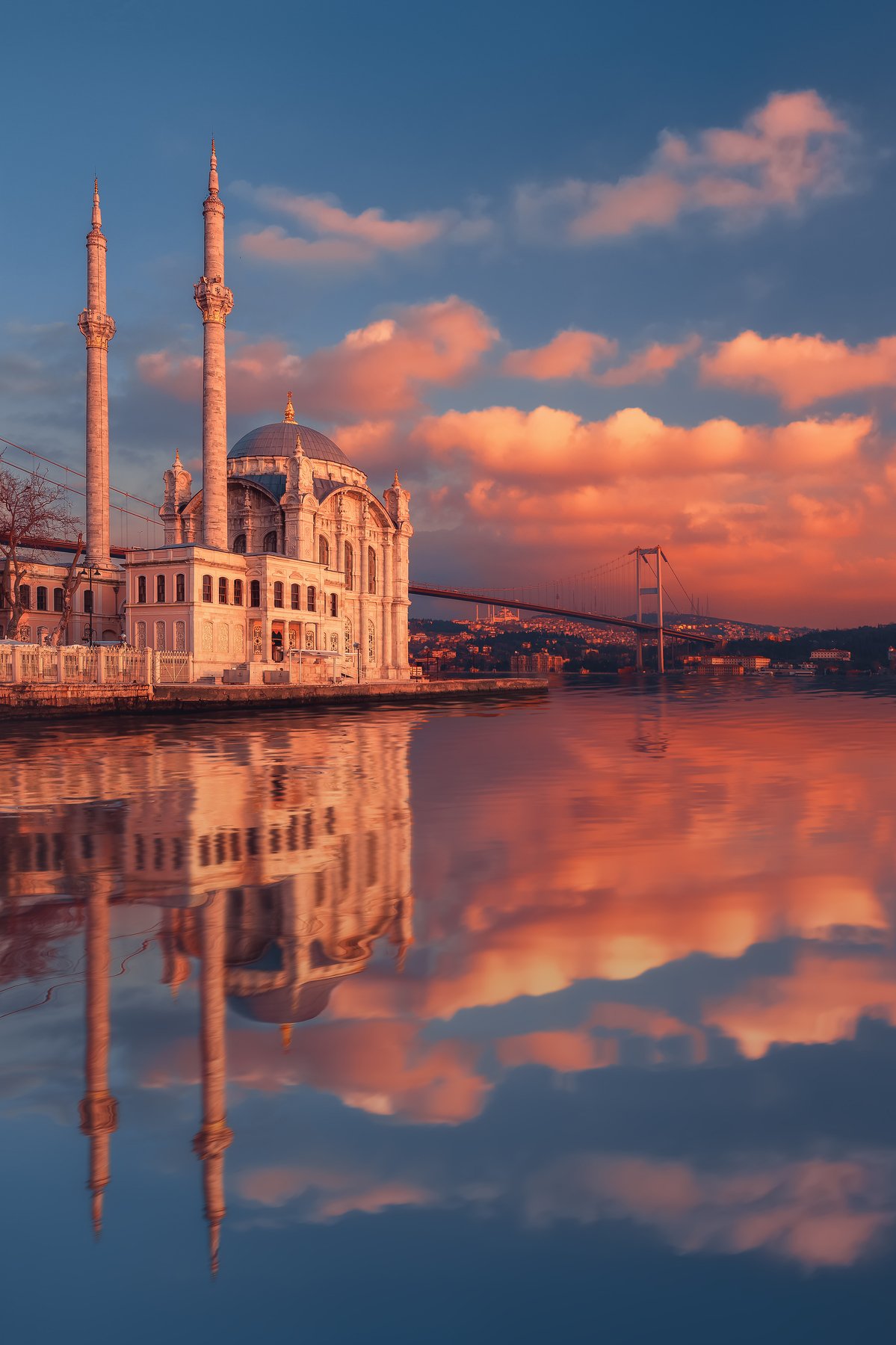 ortakoy mosque, istanbul,  mosque, reflection, sunset, water, вода, закат, мечеть, стамбул, турция,, Анастасия Мазурева