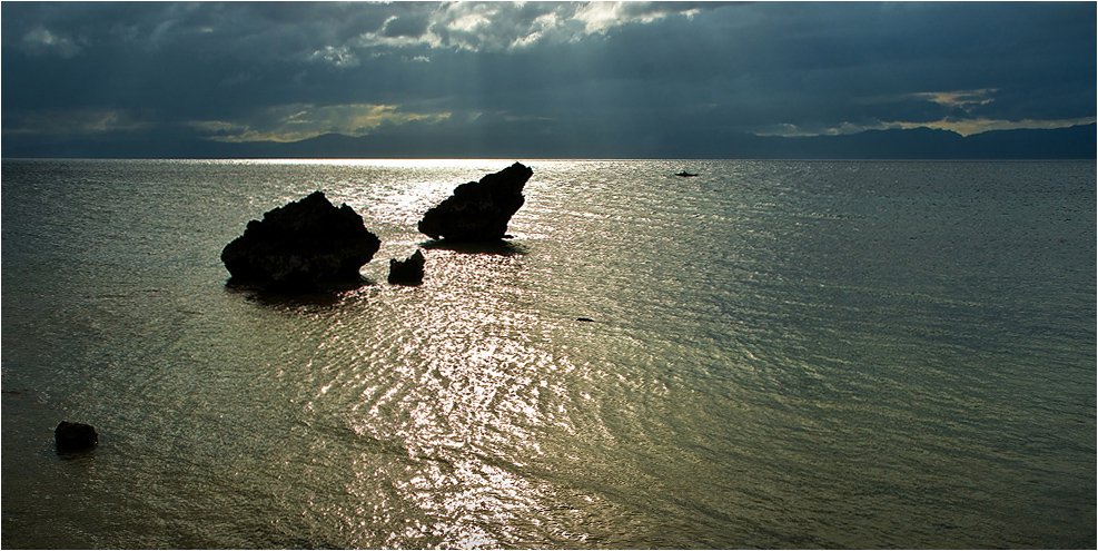 филиппины, остров, себу, океан, вечер, скалы, отражение, рыбак, облака, Сергей Гаспарян