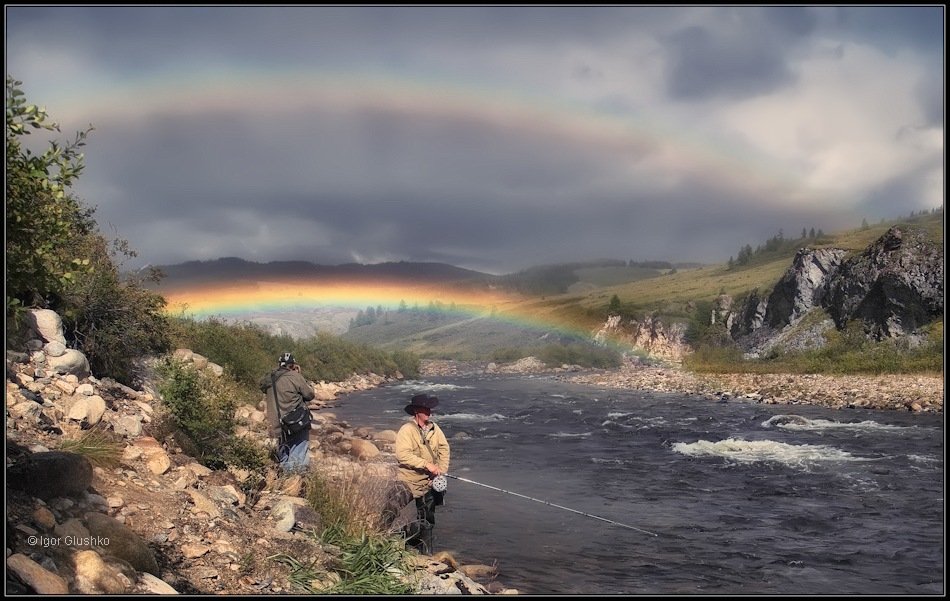 бурятия, река, радуга, рыбак, фотограф, Игорь Глушко