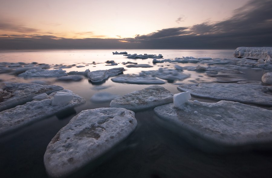 одесса, черное море, утро, рассвет, льдины, лёд, Вадим Шуварский