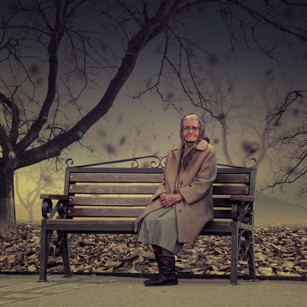 woman, bench, leaf, tree, autumn, alone, seating, Caras Ionut