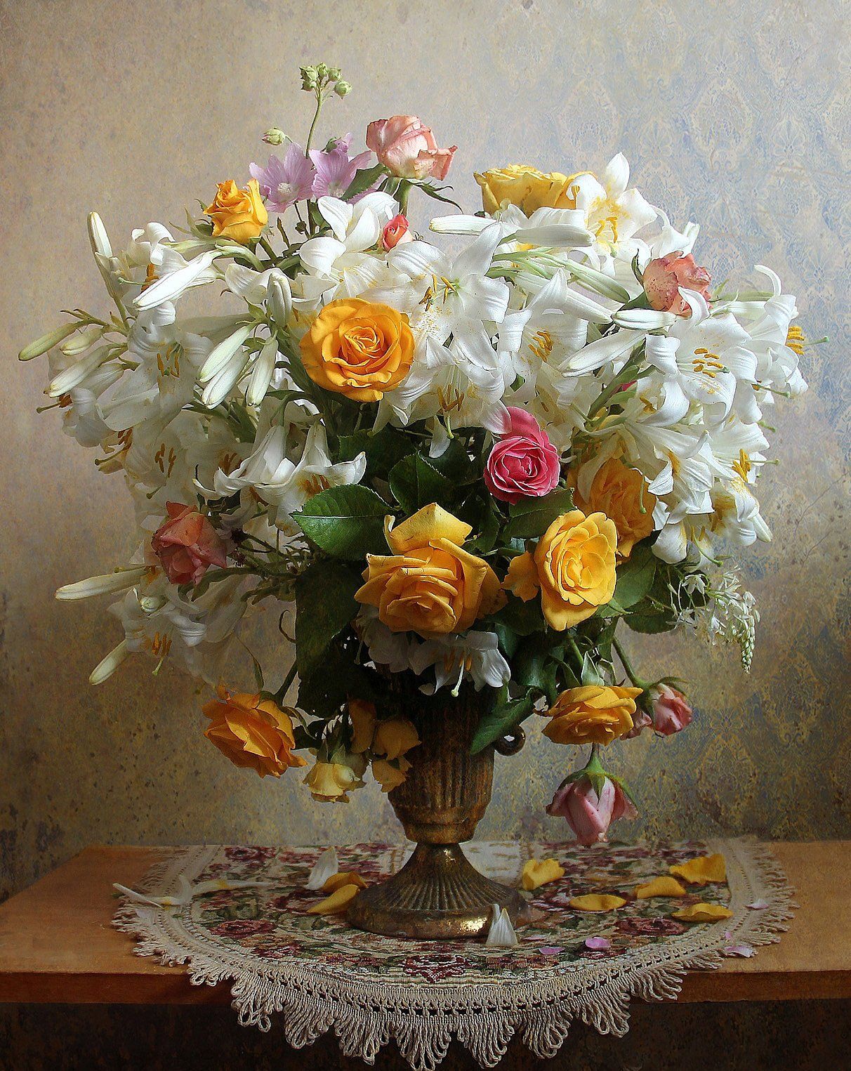 лето,  цветы, натюрморт, марина филатова, лилии, розы, Марина Филатова