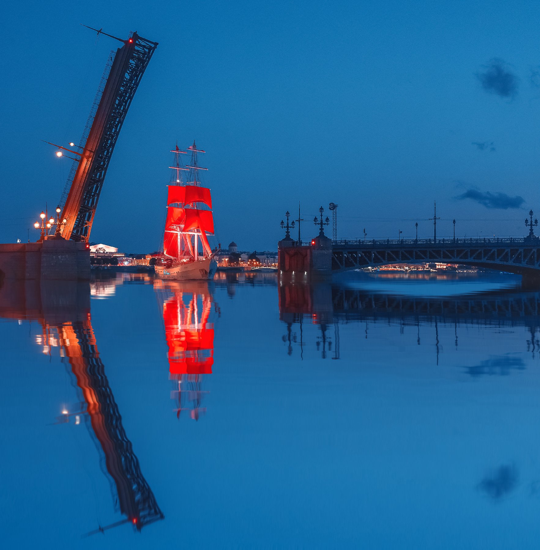 троицкий мост, отражение, алые паруса, кораболь, санкт-петербург, питер, Анастасия Мазурева
