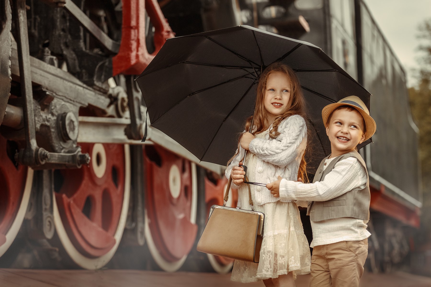 дети, паровоз, ретро, детская фотосъемка, Ирина Платонова