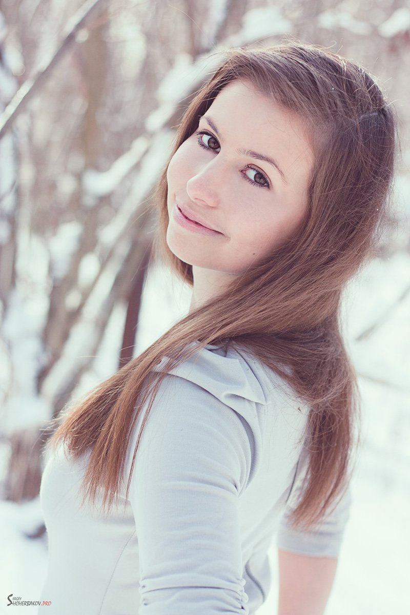 портрет, 2012, красивая, девушка, зима, Сергей Щербаков