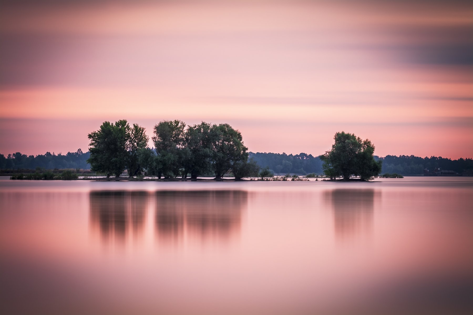 sunset, water, sky, cloud, reflection, lake, tree, Tomasz Myśliński