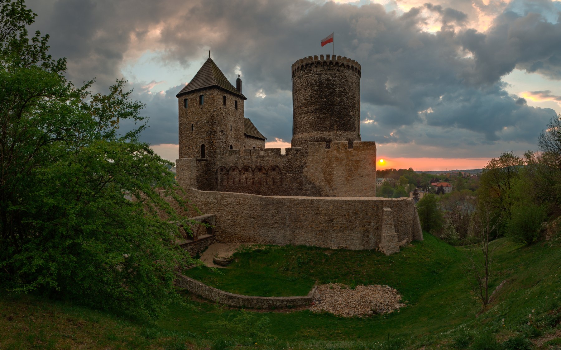 Poland, castle, old, architecture, sunset, evening, Польша, замок, архитектура, закат, панорама, Александр