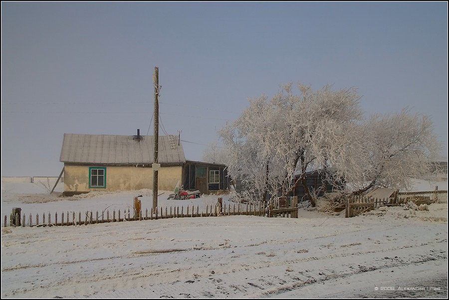 деревня,дом,хибара,хижина,иней,зима,камчатка, Александр Лицис