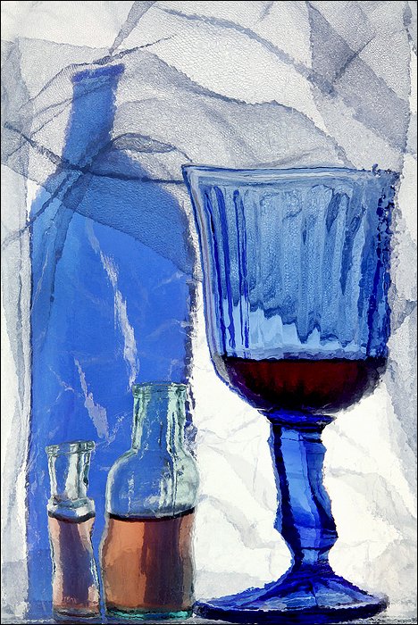 бутылка, бутылки, бокал, синий бокал, Victor Pechenev