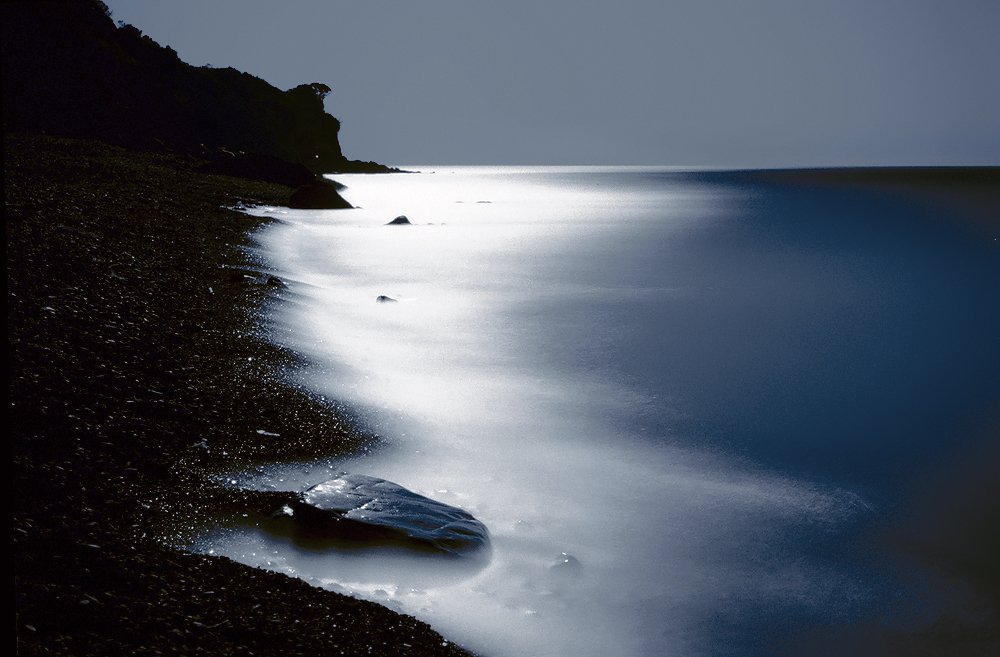 черное море, полнолуние, вода, блики, лунная дорожка, пленка, негатив, 35 мм, Валерий Пешков