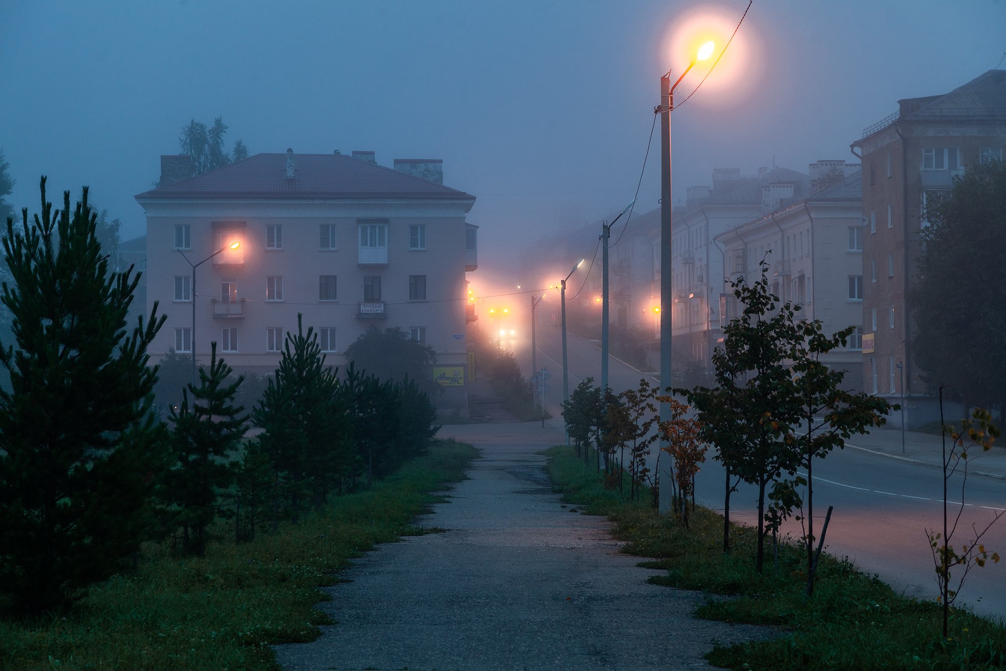 ночь, туман, лысьва, пермский край, Андрей Козлов