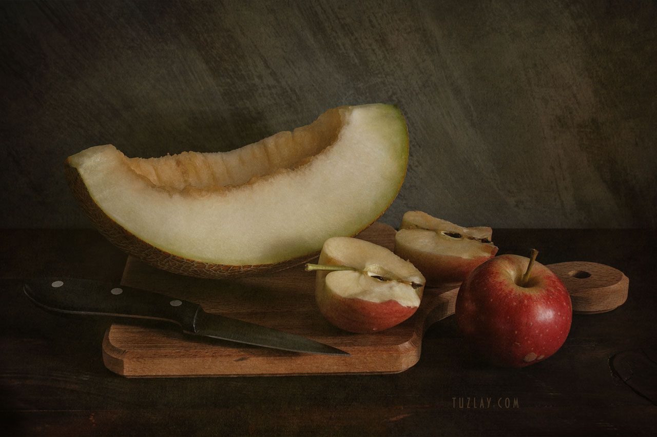 дыня, яблоки, нож, Владимир Тузлай