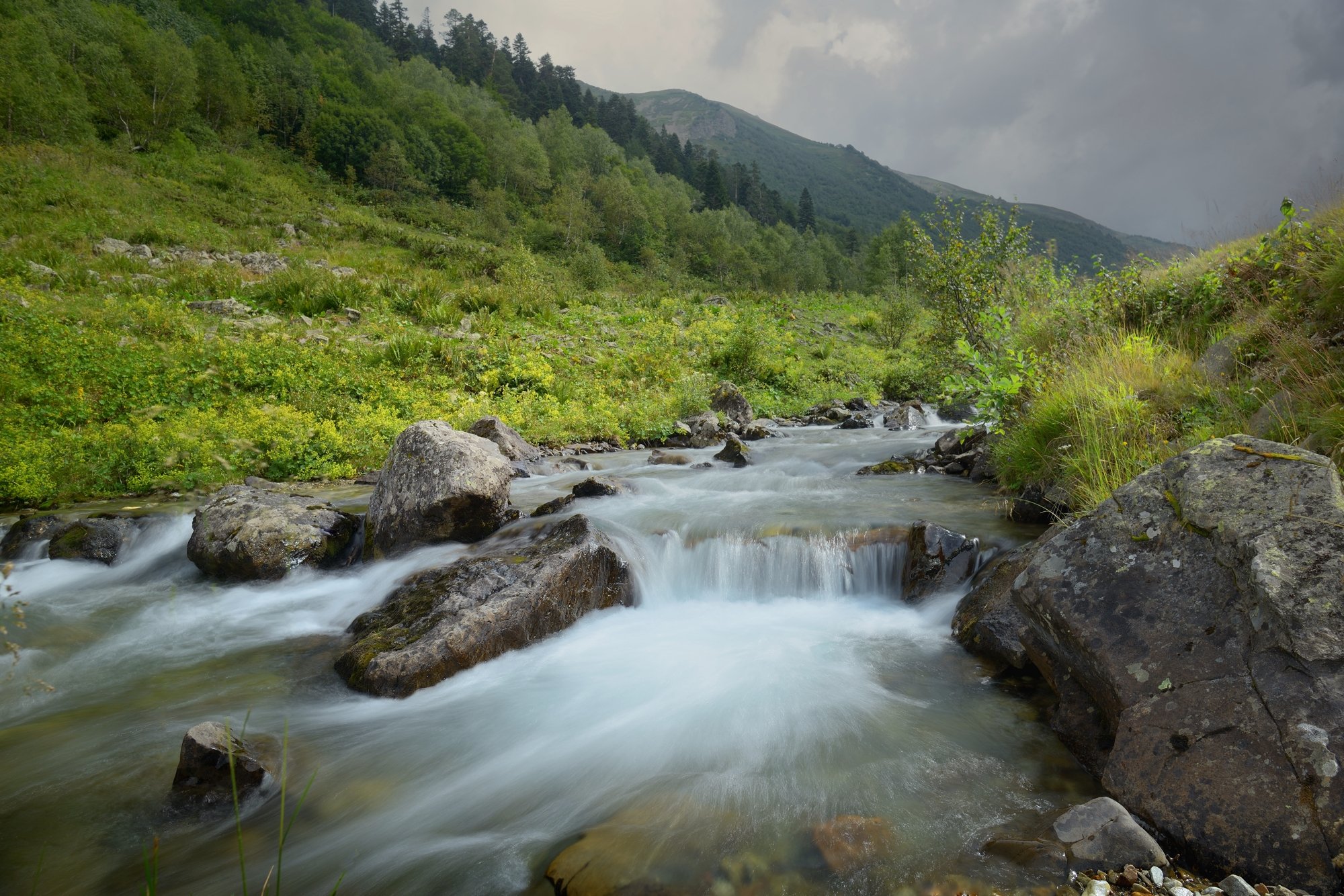 горы лето кавказ река водопад дукка, Александр Жарников