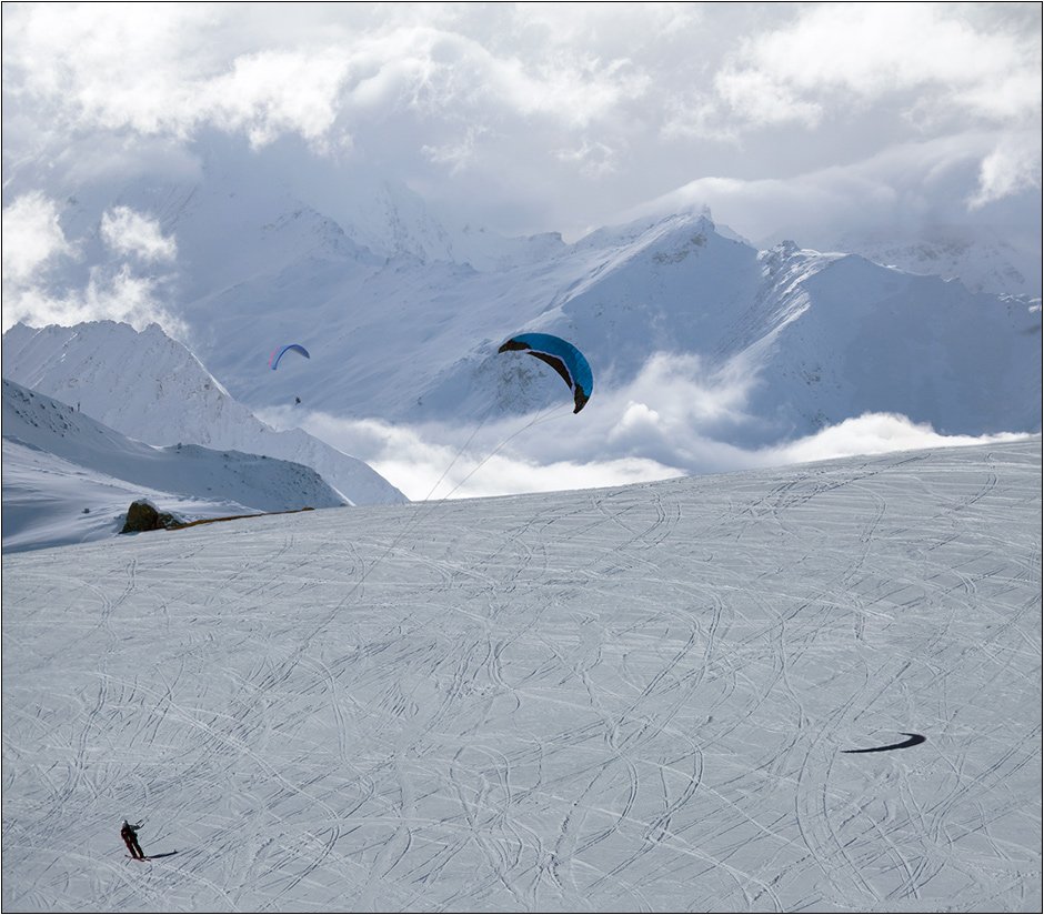 италия, альпы, горы, зима, лыжи, парашют, параплан, Boris Bort