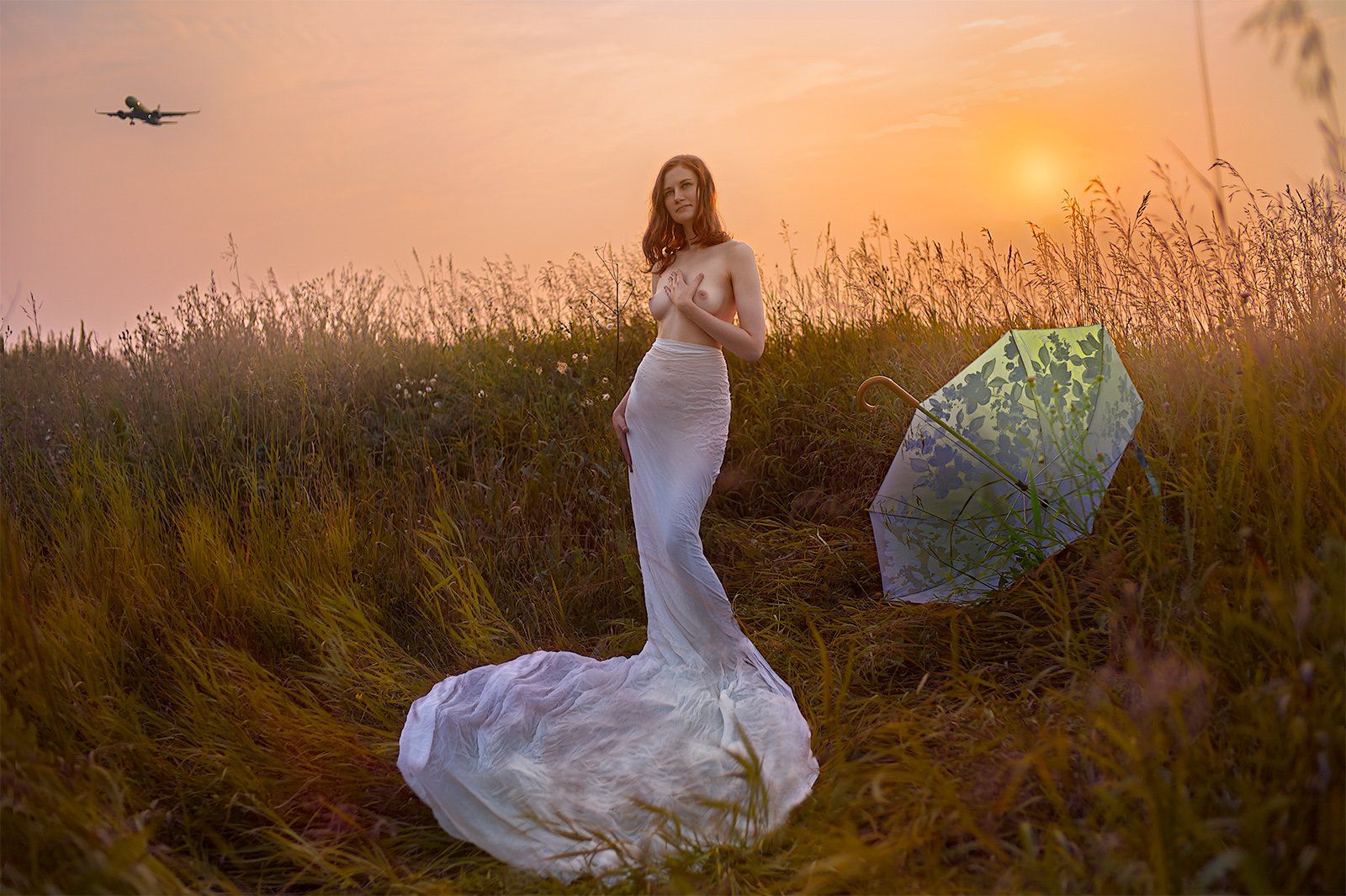 Outdoors  Day  Nature  Swan  White Color  girl  sun  sundown  sunflower  sunlight  sunny  sunrise  sunset  sunshine  beautiful  beauty  beauty in nature  single  people  airplane  umbrella  grass  sky  young  young women  fly  flying  meadow  hayfield  gr, Andrew Gnezdilov