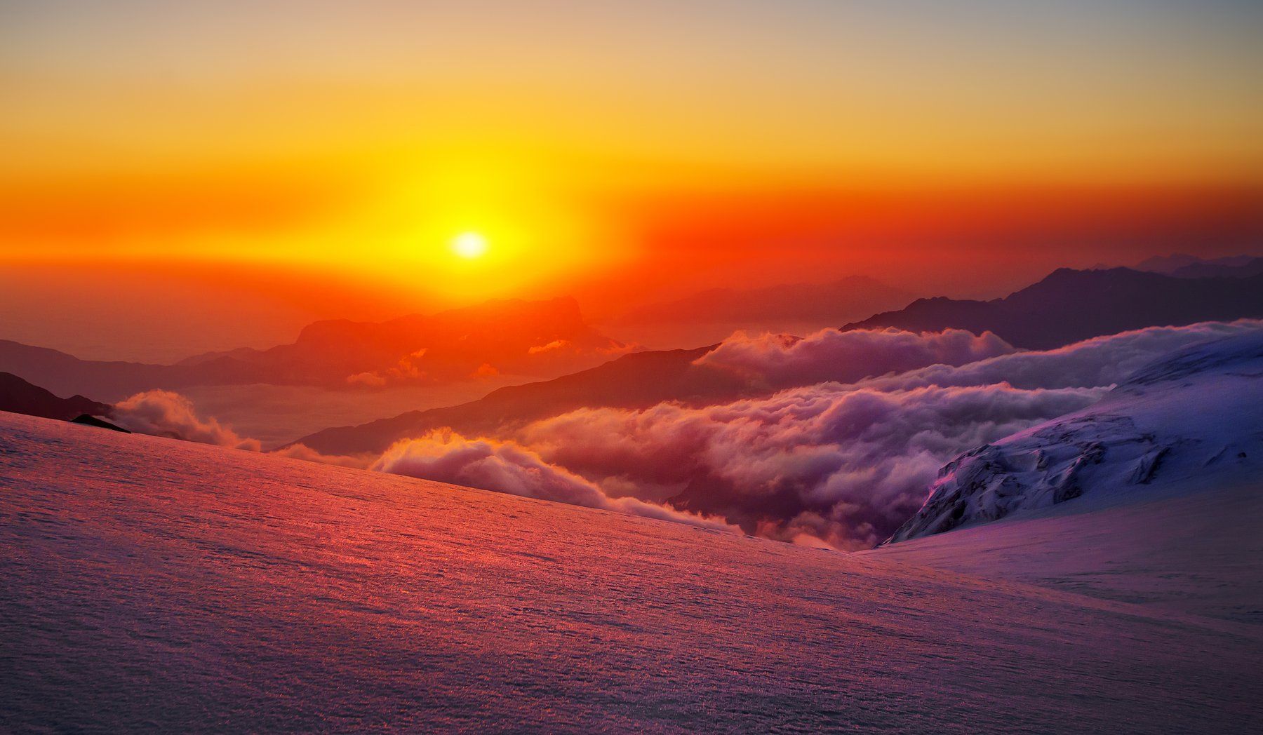 Казбек, восход солнца, утро, горы, утро в горах, Кавказ, оранжевое небо , Vyacheslav Lozhkin