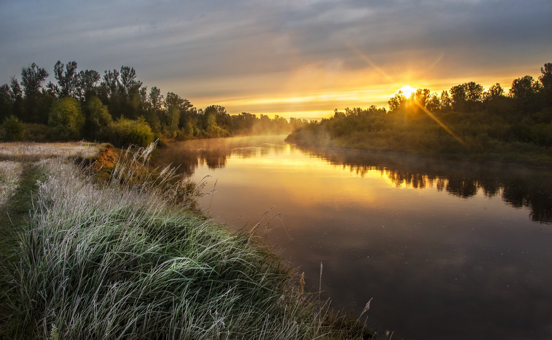 Кильмезь, река, утро, пейзаж, утренний пейзаж, туман, восход солнца, восход, иней, Сентябрь, Vyacheslav Lozhkin