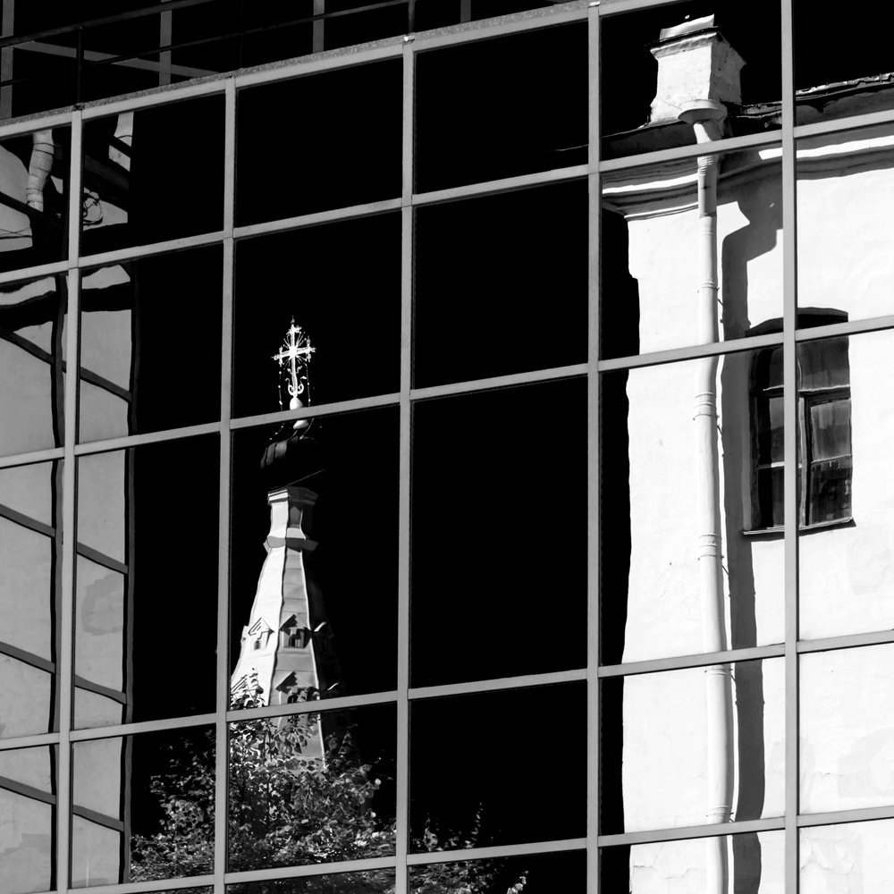 чёрно-белое, отражения, город, сампсониевский собор, петербург, Марина Павлова