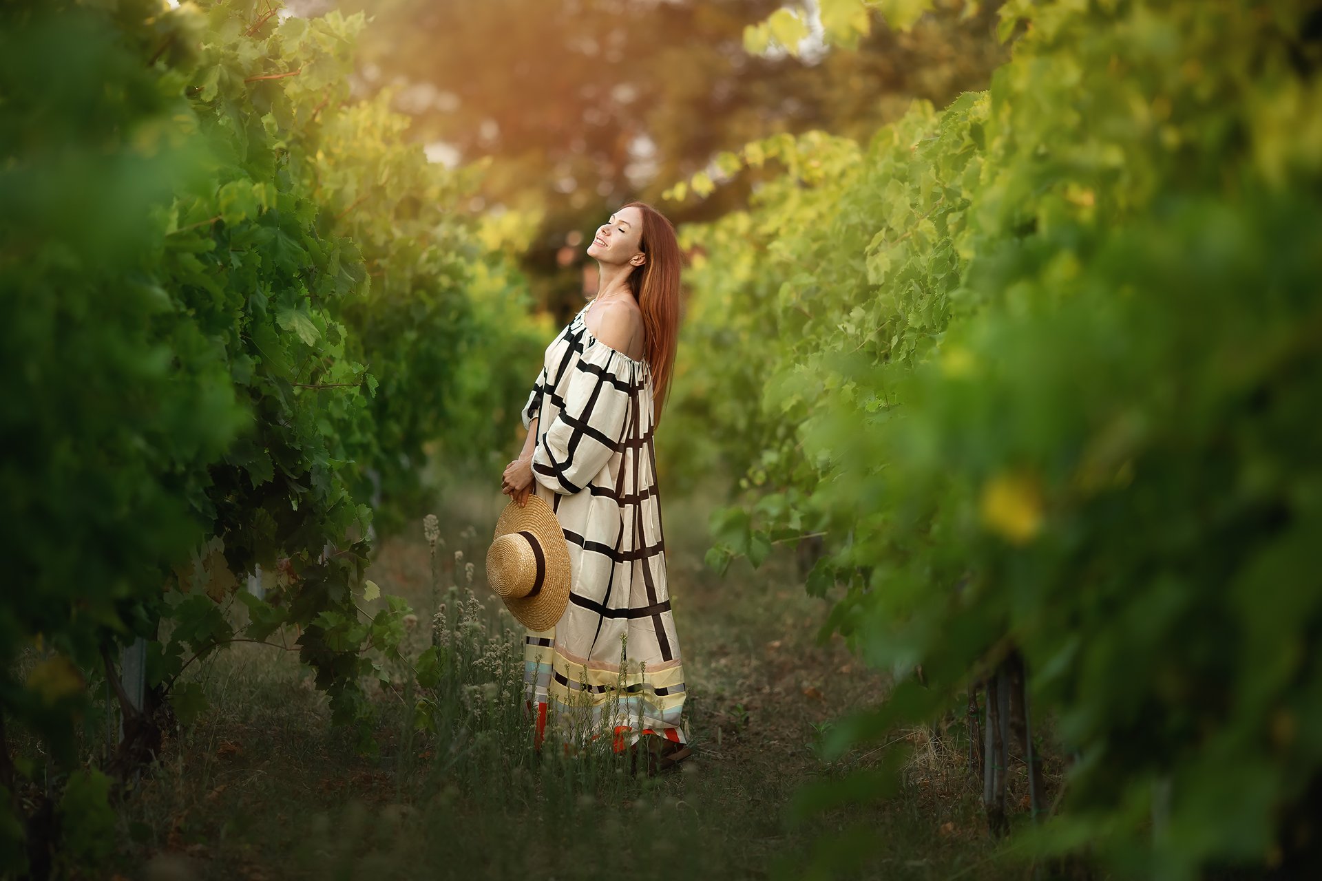 виноградник, лето, модель, Бармина Анастасия