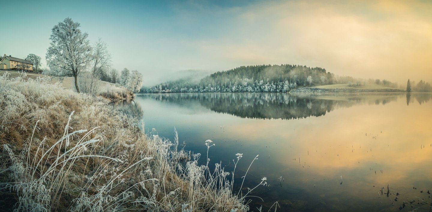 winter,frost,cold,snow,sunrise,sunshine,lake,lakeside,shore,norway,norwegian,trondheim,nature,natural,landscape,panorama,, Adrian Szatewicz