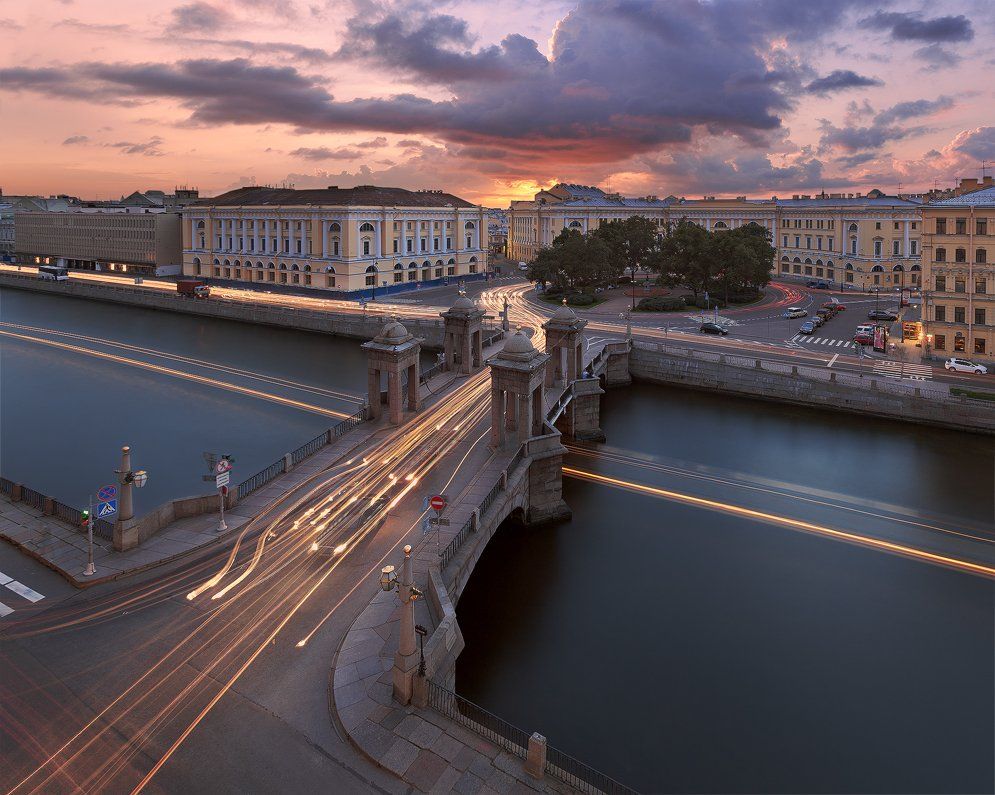 белые ночи, вечер, закат, мост ломоносова, площадь ломоносова, санкт-петербург, фонтанка, Alex Darkside