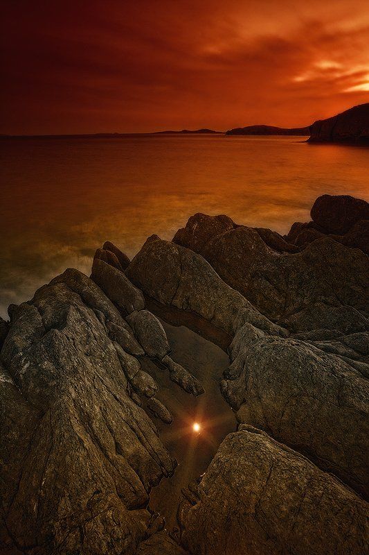 море, скалы, отражение, звезда, Андрей Кровлин
