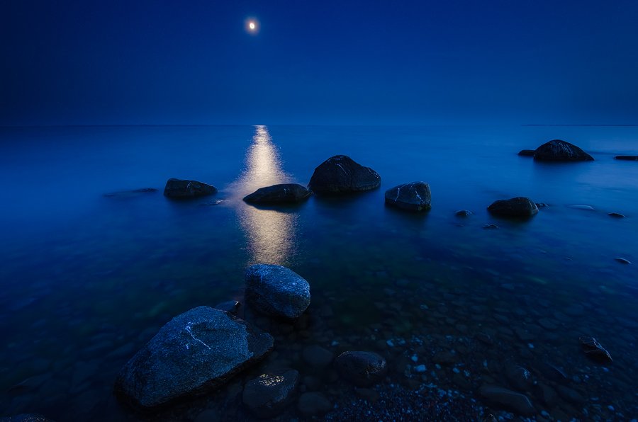 ночь, море, полнолуние, балтика, пейзаж, Дмитрий Бойко