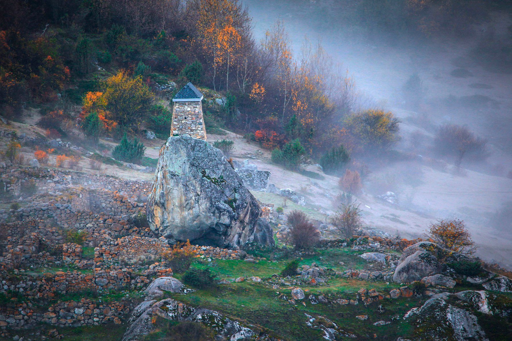 башня,осень,камни,валун,осень,пейзаж., Marat Magov