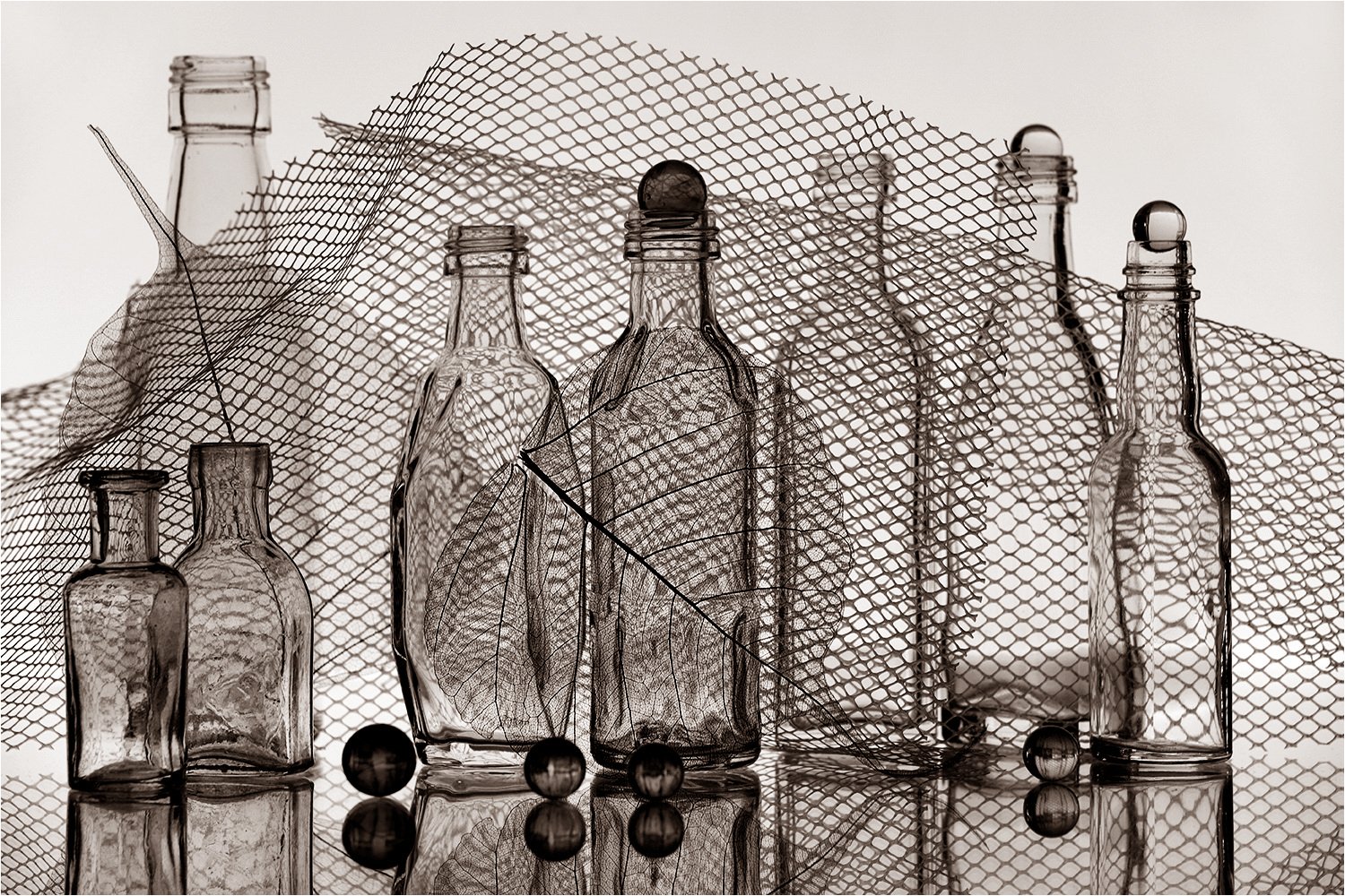 стекло, бутылка, бутылки, натюрморт, листья,, Victor Pechenev