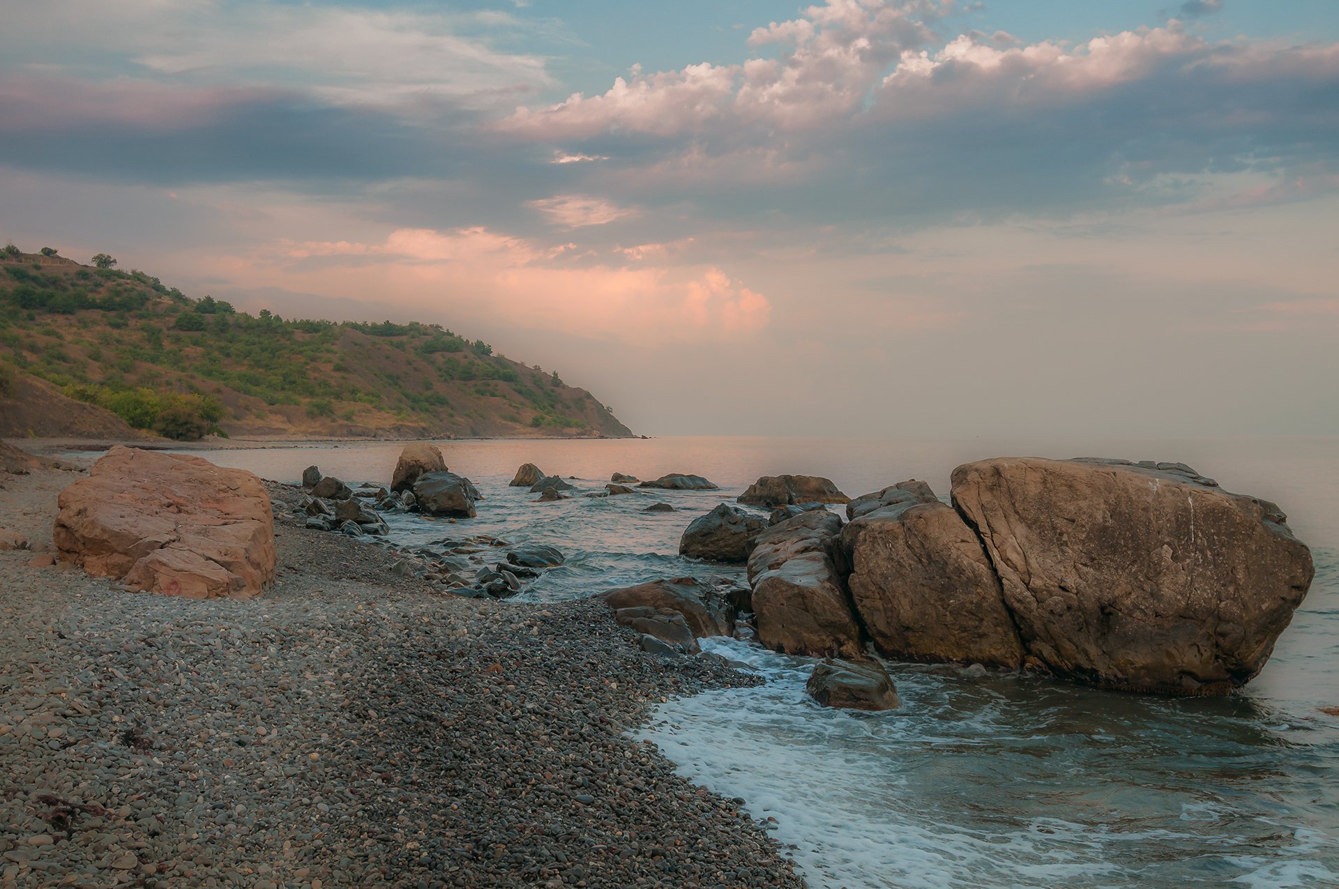 крым, пейзаж, лето, вода, море, утро, камни, сотера, рассвет, облака, горы, Владимир Яковлев