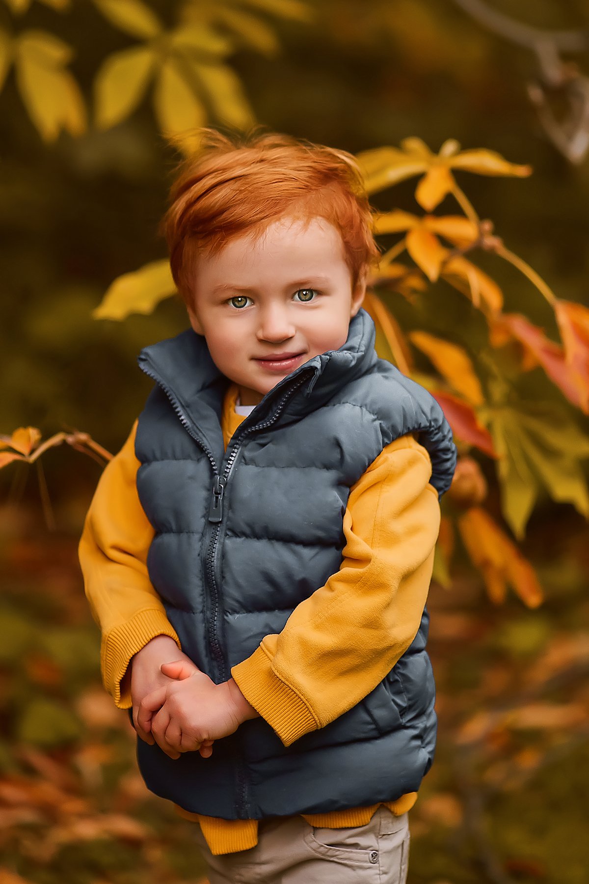 осень, детский портрет, рыжик, красивый мальчик,дети модели, осенняя фотосессия, Анастасия Чупико