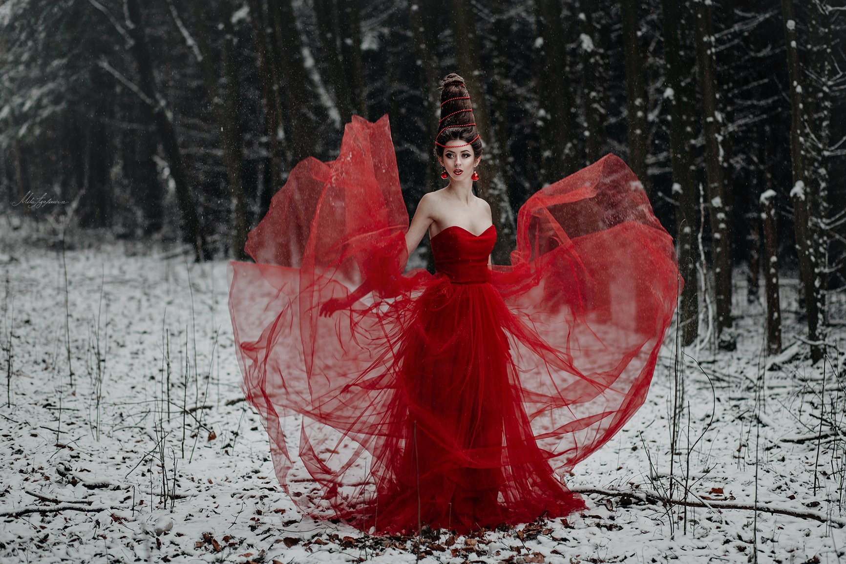 portrait, snow, Mila Agafonova
