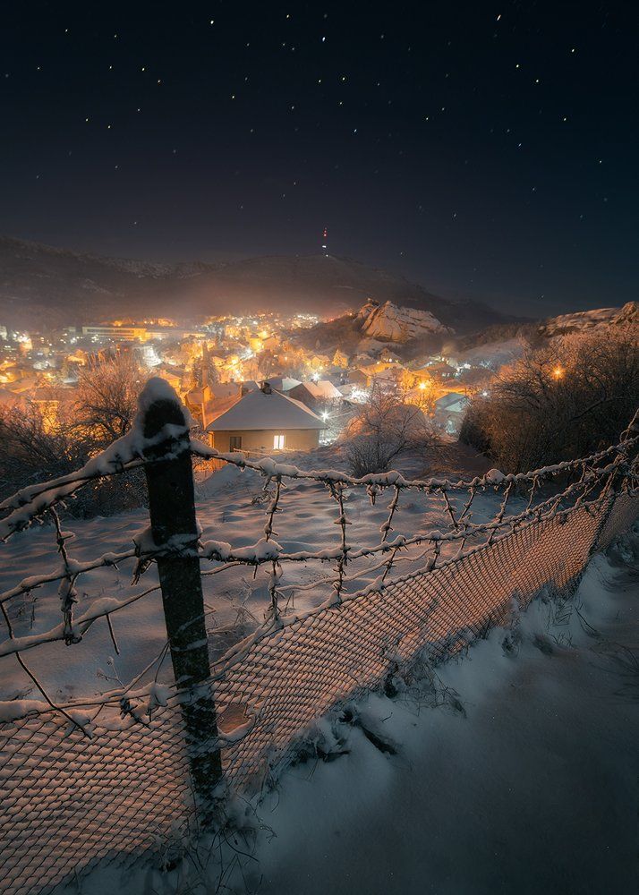 landsca night stars moody city snow snowy, Lyuboslav