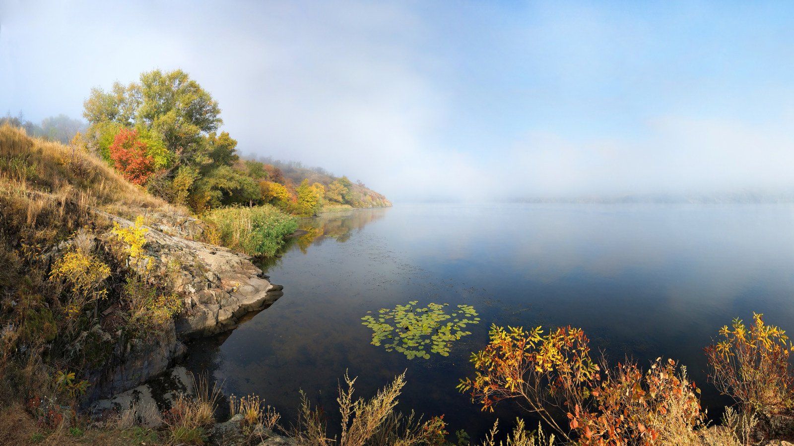 утро,рассвет,туман,река,пейзаж,берег,осень, Сергей Богачёв