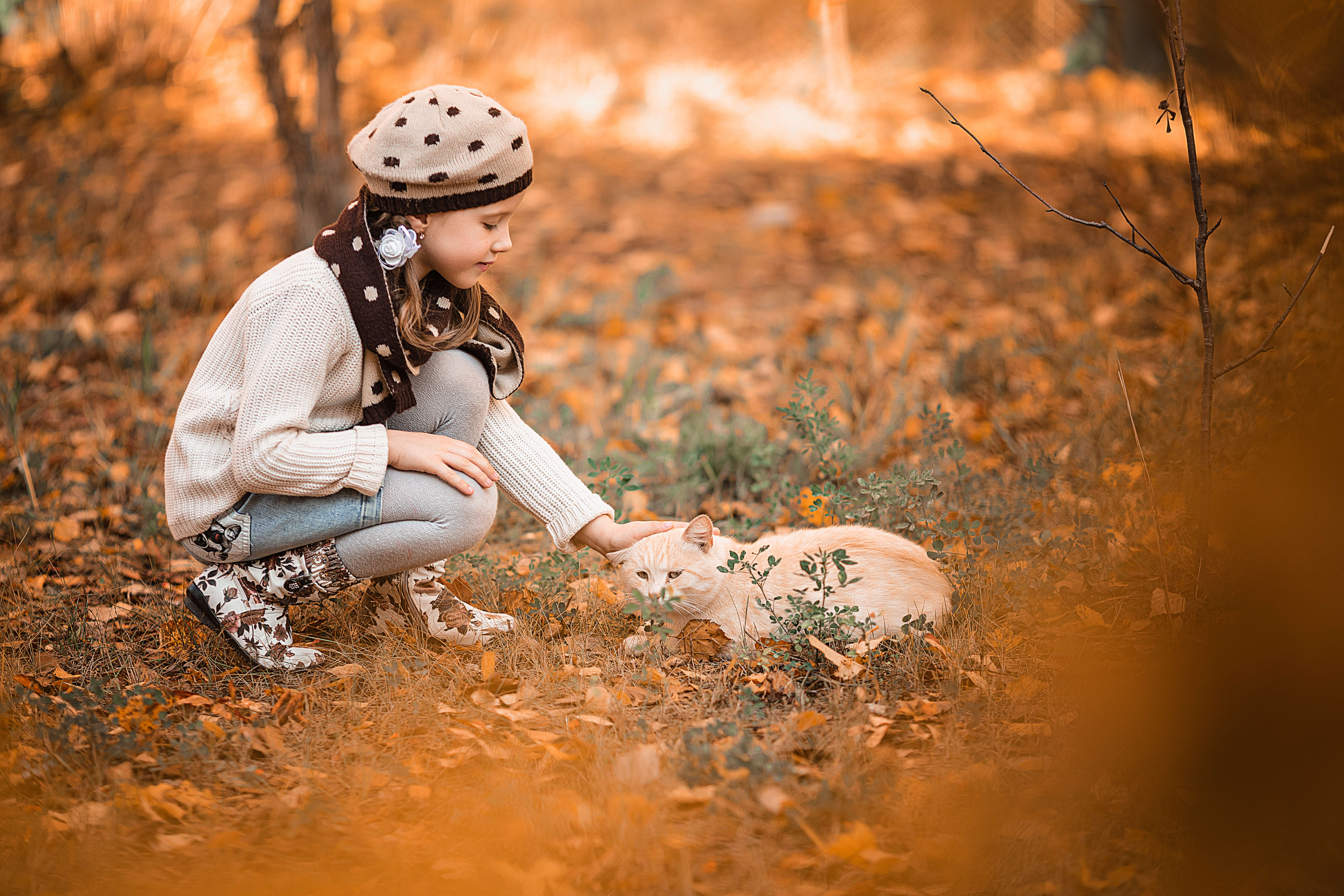девочка, фотосессия, кот, осень, фотопроект, репортаж, осень 2019, жёлтые листья, Владимир Васильев