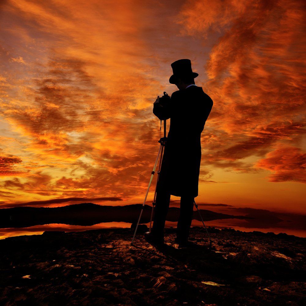 fire, sky, morning, red, rock, man, cliff, photography, Caras Ionut
